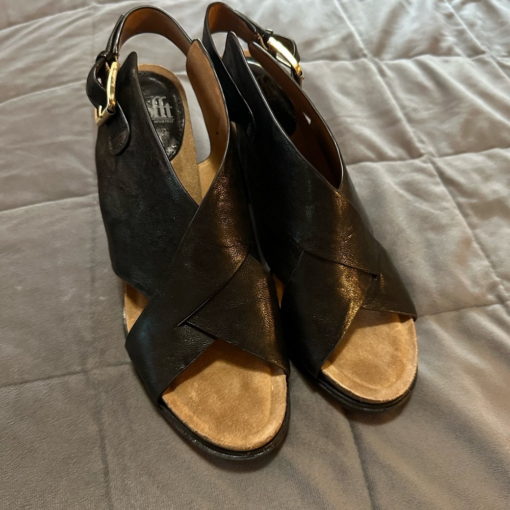 Women's Black Leather Sandals